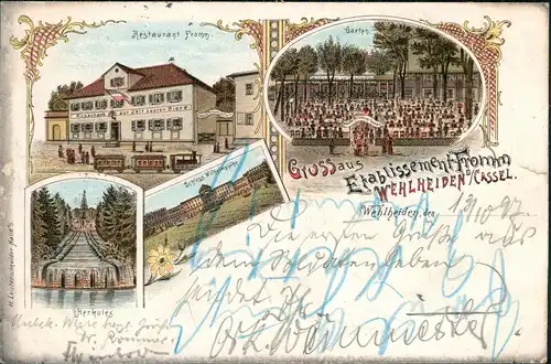 Ansichtskarte Wehlheiden-Kassel Gruss aus... Restaurant Fromm MB 1897