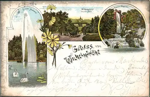 Bad Wilhelmshöhe-Kassel Gruss aus... 3 Bild: Allee, Fontaine 1898