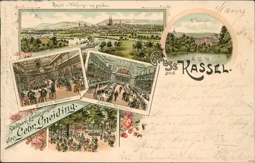 Ansichtskarte Litho AK Kassel Gruss aus.. Stadtpark Restaurant MB 1895