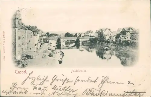 Ansichtskarte Kassel Stadt und Fuldabrücke 1897
