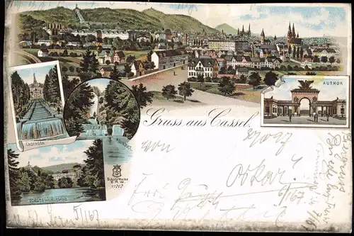 Litho AK Bad Wilhelmshöhe-Kassel Stadtpartie MB Gruss aus... 1897