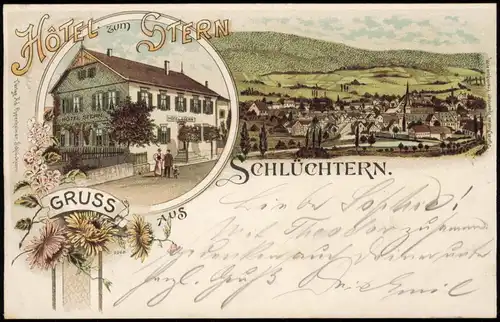 Litho AK Schlüchtern (Bergwinkelstadt) Gruss aus.. Hotel zum Stern, Stadt 1898