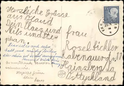 Postcard Stockholm FÄRJESTADEN-Hotell Skansen 1954