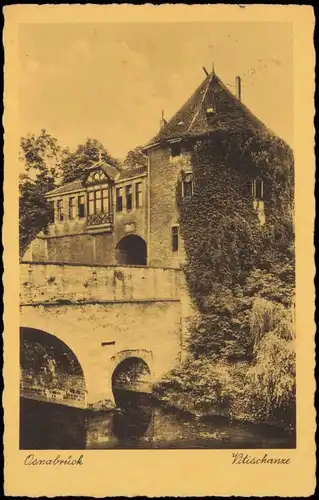 Ansichtskarte Osnabrück Vitischanze, Fluss Partie mit Brücke 1936