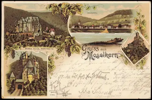 Ansichtskarte Litho AK Moselkern MB Burg Eltz, Stadt Gruss aus 1897