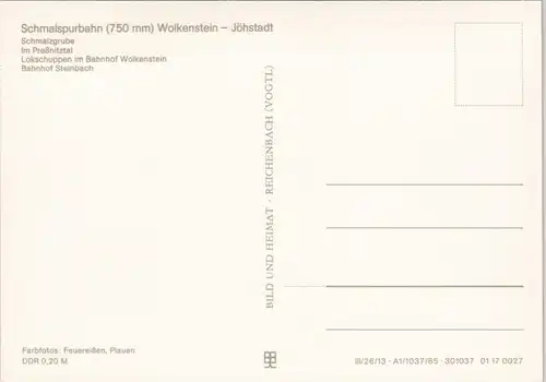 Jöhstadt (Erzgebirge) Schmalspurbahn Wolkenstein - Jöhstadt 1984