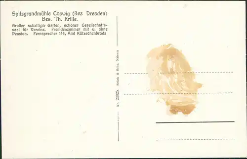 Ansichtskarte Coswig (Sachsen) Spitzgrundmühle 1926