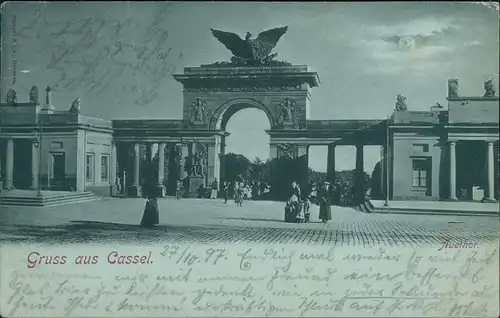 Kassel Auetor Auethor - Mondscheinlitho 1897  Ankunftsstempel Wanfried