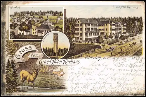 Litho AK Oberhof (Thüringen) Grand Hotel Kurhaus, Stadt Gruss aus 1898