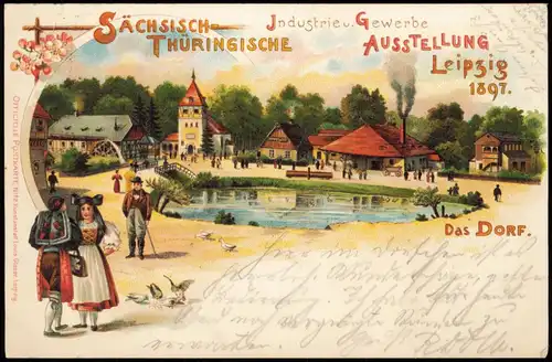 Ansichtskarte Leipzig Das Dorf Thür-Sächsische Gewerbe-Ausstellung 1897
