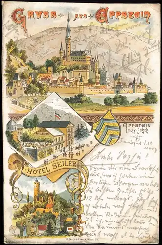 Ansichtskarte Eppstein (Taunus) 3 Bild: Hotel Seiler Stadt im 17. Jh. 1898