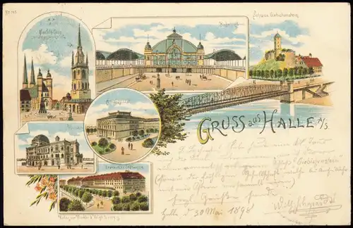 Ansichtskarte Litho AK Leipzig Hauptbahnhof, Post, Giebichenstein 1898