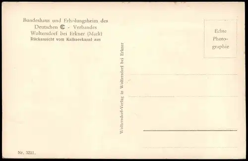 Ansichtskarte Woltersdorf Bundeshaus und Erholungsheim b Erkner 1940