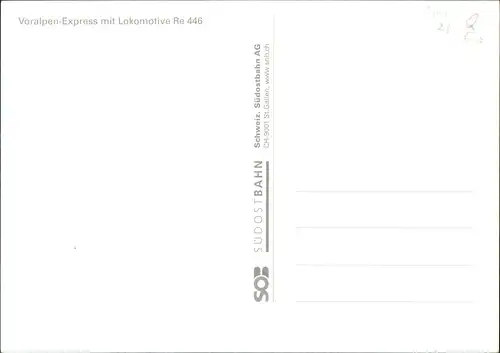 Ansichtskarte  Voralpen-Express mit Lokomotive Re 446 SO SUDOSTBAHN 1990