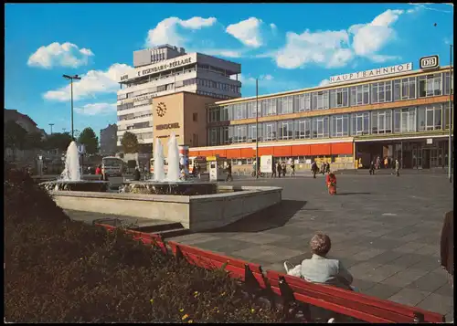 Ansichtskarte Kassel Hauptbahnhof Bahnhof Vorplatz mit Wasserspielen 1984