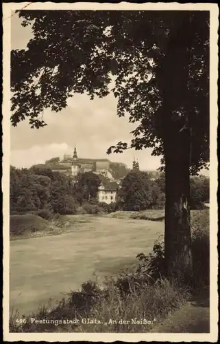 Postcard Glatz Kłodzko Umland-Ansicht Partie an der Neiße 1940