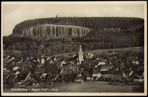 Scheibenberg (Erzgebirge) Panorama-Ansicht; Ort im Erzgebirge 1930