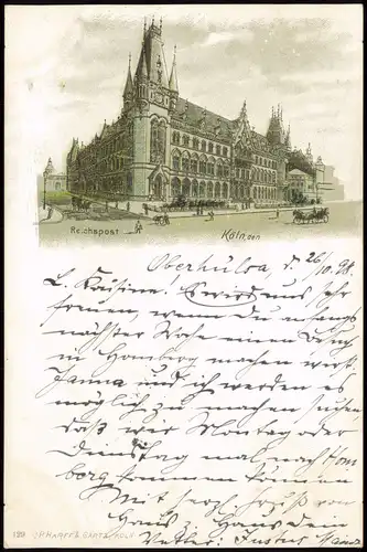 Ansichtskarte Köln Künstlerkarte Hauptpost 1899