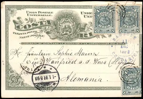 Litho AK Costa Rica   San Jodse, El Banco Memorias de... 1899   gel. Stempel