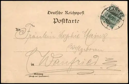 Litho AK Bad Wilhelmshöhe-Kassel Gruss aus Schloß, Fontaine 1897