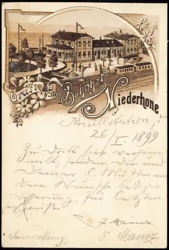 Ansichtskarte Litho AK Niederhone-Eschwege Gruss vom... Bahnhof 1899