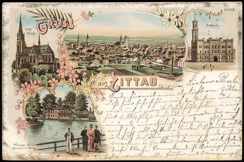 Ansichtskarte Litho AK Zittau Gruss aus Totale, Weinau uvm 1898