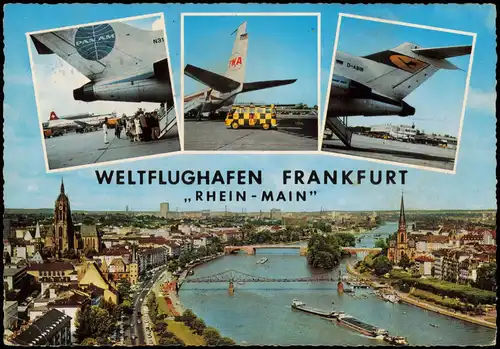 Flughafen-Frankfurt am Main WELTFLUGHAFEN Flughafen Airport (Mehrbildkarte) 1968