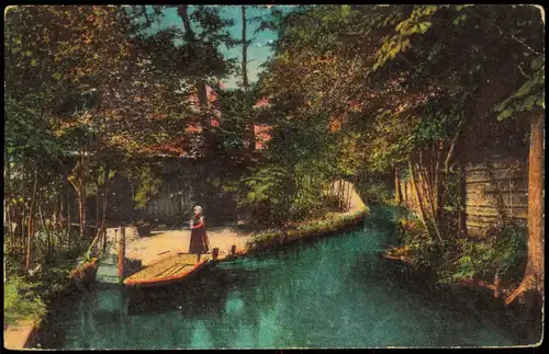 Ansichtskarte Lübbenau (Spreewald) Lubnjow Dolzke Fließ. 1927