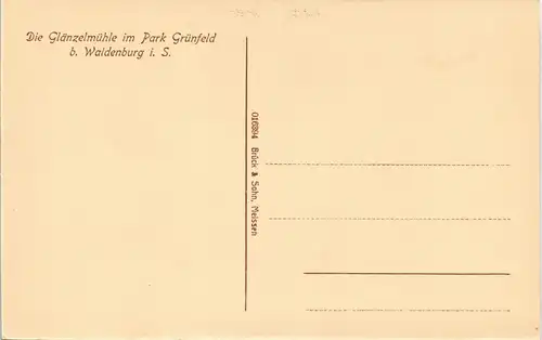 Waldenburg (Sachsen) Fürstlicher Park Grünfeld Glänzelmühle 1913