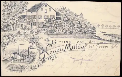 Ansichtskarte Kassel Neue Mühle, Wasserwerke 1897