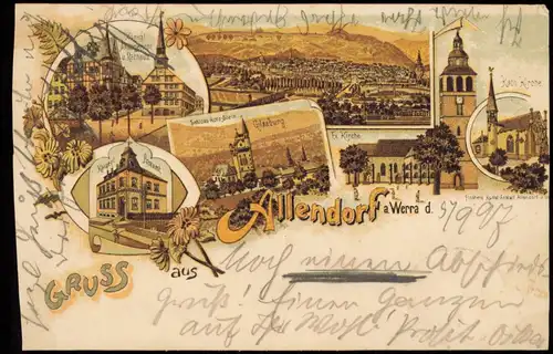 Ansichtskarte Litho AK Bad Sooden-Allendorf Markt, Post... Gruss aus... 1898