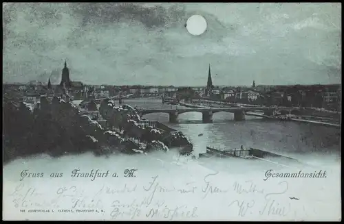 Ansichtskarte Frankfurt am Main Mondscheinlitho - Totale 1898