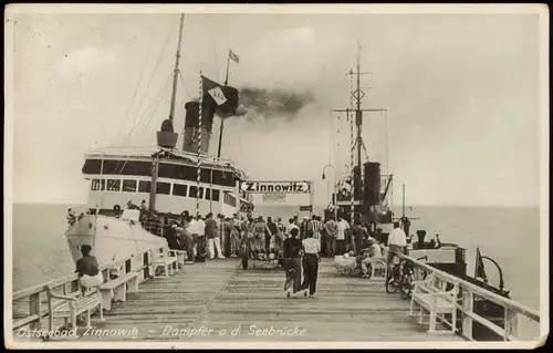 Ansichtskarte Zinnowitz Dampfer an der Seebrücke 1933