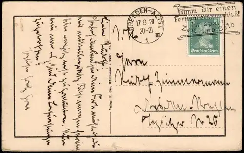 Ansichtskarte Mühlhausen (Thüringen) Partie am Bismarck-Brunnen 1928