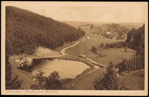 Ansichtskarte Bad Lobenstein Panorama-Ansicht Koseltal und Flussbad 1920