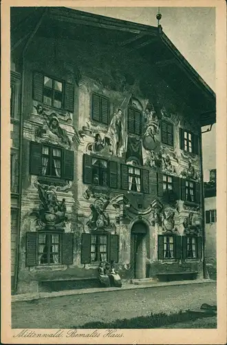 Ansichtskarte Mittenwald bemaltes Haus 1934