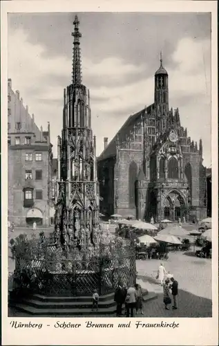 Ansichtskarte Nürnberg Schöner-Brunnen und Frauenkirche 1960