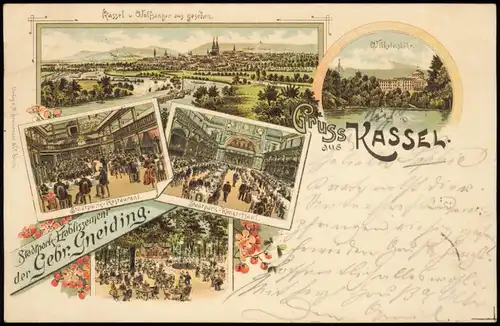 Ansichtskarte Litho AK Kassel Gruss aus Stadtpark Etablissement 1896