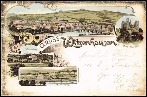 Ansichtskarte Litho AK Witzenhausen Gruss aus... Stadt, Weinberge 1898