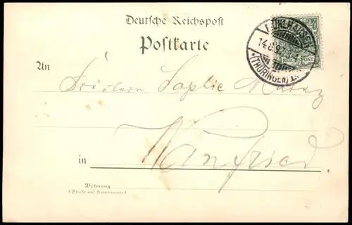 Litho AK Mühlhausen (Thüringen) Gruss aus Popperode, Stadt, Weisses Haus 1897