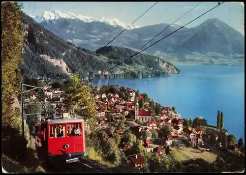 Vitznau Vierwaldstättersee mit Rigibahn und Nidwaldner Alpen 1957