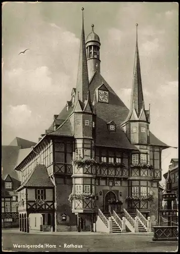 Ansichtskarte Wernigerode Rathaus zur DDR-Zeit 1958