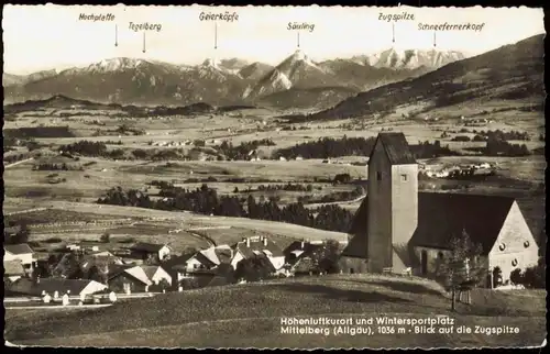 Ansichtskarte Mittelberg-Oy-Mittelberg Allgäu Blick auf die Zugspitze 1964