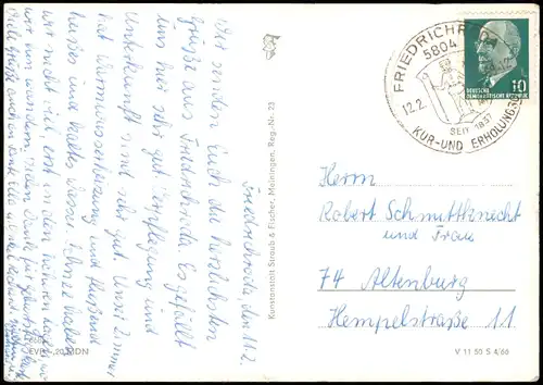 Ansichtskarte Friedrichroda DDR Mehrbildkarte Rodelbahn Rennrodelbahn 1968