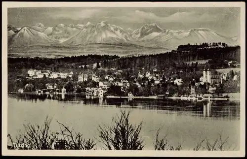 Ansichtskarte Tutzing Panorama-Ansicht Blick zu den Bergen 1940