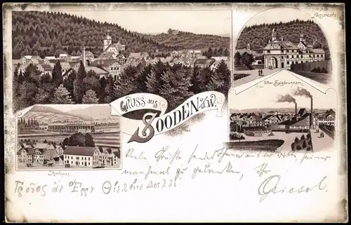 Litho AK Bad Sooden-Bad Sooden-Allendorf Gruss aus... Stadt, Salzbrunnen 1897