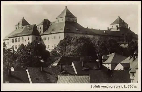Ansichtskarte Augustusburg Erzgebirge Schloss  1932   gel Stempel ERDMANNSDORF