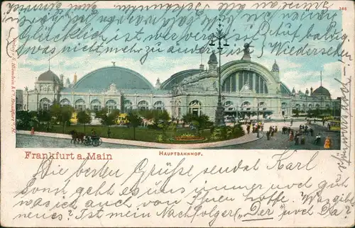 Ansichtskarte Frankfurt am Main Hauptbahnhof, Kutsche 1903