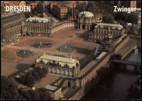 Ansichtskarte Innere Altstadt-Dresden Dresdner Zwinger Luftaufnahme 1995
