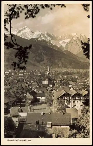 Garmisch-Partenkirchen Panorama-Ansicht Blick zu den Bergen Alpen 1957